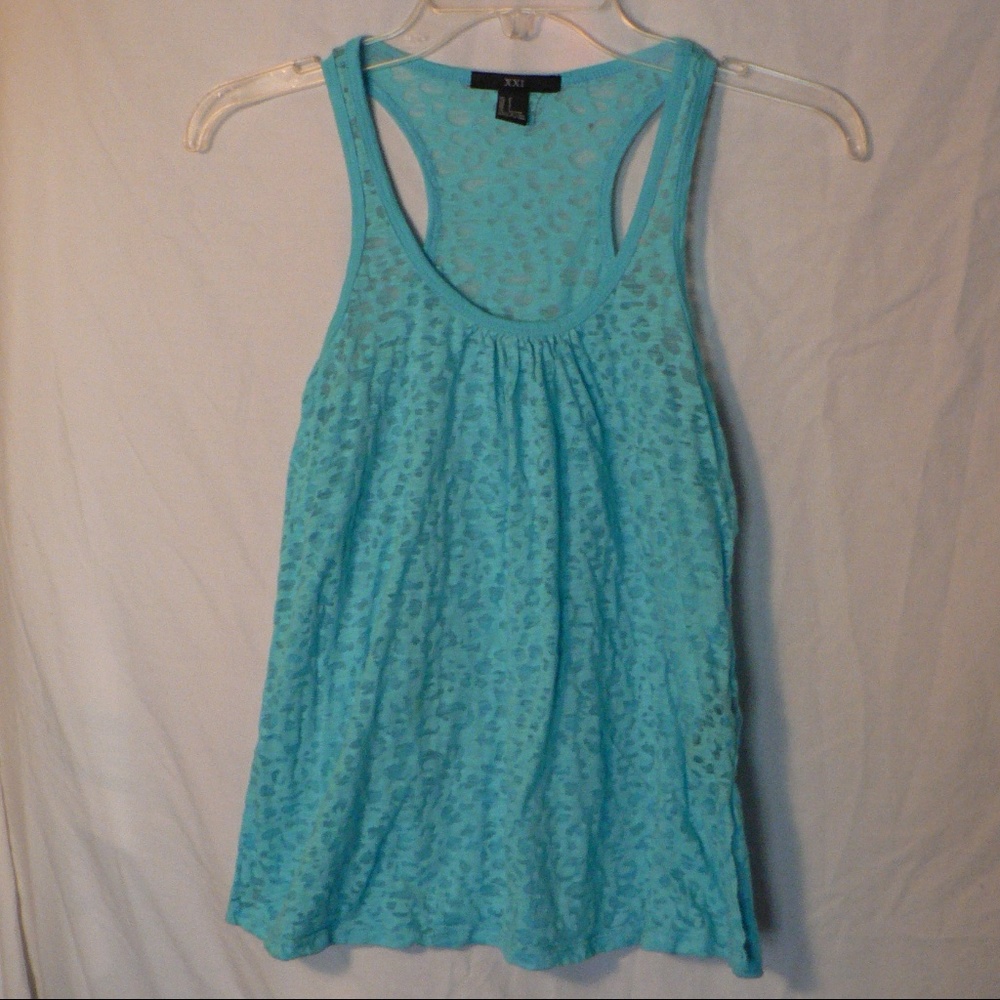 women's Forever 21 blue cheetah tank top small